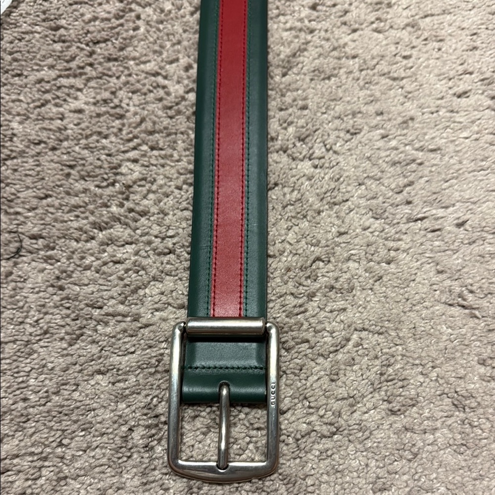Gucci Green Leather Men's Belt - Picture 2 of 5